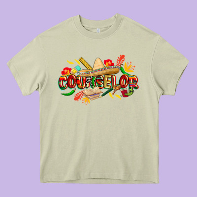Cinco De Mayo Counselor Heavy Core Tee Designed By Cowgirlartshop