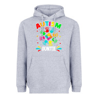 Heather Grey autistic auntie puzzle support family autism awareness sweatshirt Heavyweight Hoodie - linhVisuals