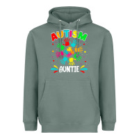 Sage autistic auntie puzzle support family autism awareness sweatshirt Heavyweight Hoodie - linhVisuals