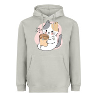 Moon Dust Cat Drinking Coffee Kitten Kawaii Japanese Kitty Heavyweight Hoodie - linhVisuals