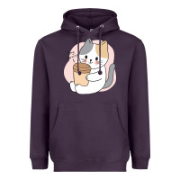 Plum Cat Drinking Coffee Kitten Kawaii Japanese Kitty Heavyweight Hoodie - linhVisuals