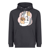Smoke Cat Drinking Coffee Kitten Kawaii Japanese Kitty Heavyweight Hoodie - linhVisuals