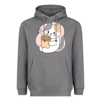 Storm Cat Drinking Coffee Kitten Kawaii Japanese Kitty Heavyweight Hoodie - linhVisuals