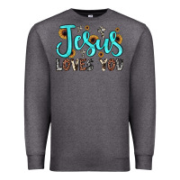 Charcoal Heather jesus loves you Premium Sweatshirt - JahusDesignShop