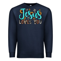 Navy jesus loves you Premium Sweatshirt - JahusDesignShop
