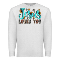 Oatmeal Heather jesus loves you Premium Sweatshirt - JahusDesignShop