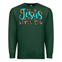 Sports Green jesus loves you Premium Sweatshirt - JahusDesignShop