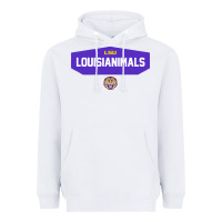 White LSU Louisianimals Heavyweight Hoodie - linhVisuals
