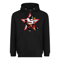 Black Red Penguin 1990's Russian Heavyweight Hoodie - linhVisuals