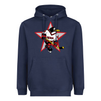 Navy Red Penguin 1990's Russian Heavyweight Hoodie - linhVisuals