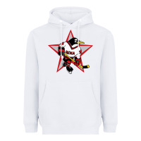 White Red Penguin 1990's Russian Heavyweight Hoodie - linhVisuals
