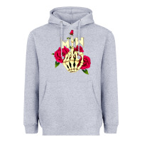 Heather Grey motionless in white Heavyweight Hoodie - linhVisuals