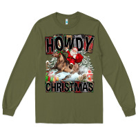 Army Green Howdy Christmas Rodeo Santa Long Sleeve Tee - FaDigitalArtStudio