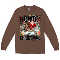 Chestnut Howdy Christmas Rodeo Santa Long Sleeve Tee - FaDigitalArtStudio