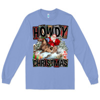 Colony Blue Howdy Christmas Rodeo Santa Long Sleeve Tee - FaDigitalArtStudio