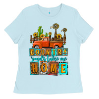 Baby Blue country roads take me home olivia Ladies Tee - OliviaCreatesArt