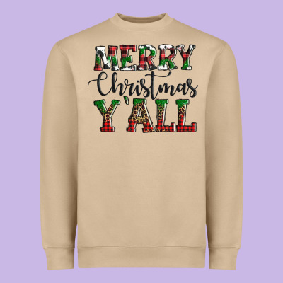 Merry Christmas Y'all Heavyweight Sweatshirt Designed By Adodesignshop