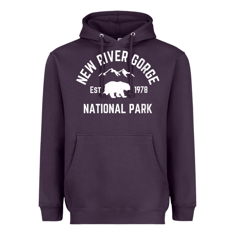 Womens New River Gorge National Park Bear West Virginia Nature V Neck Heavyweight Hoodie by linhVisuals | Teevron