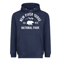 Navy womens new river gorge national park bear west virginia nature v neck Heavyweight Hoodie - linhVisuals