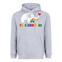 Heather Grey free mom hugs pride elephant rainbow Heavyweight Hoodie - linhVisuals