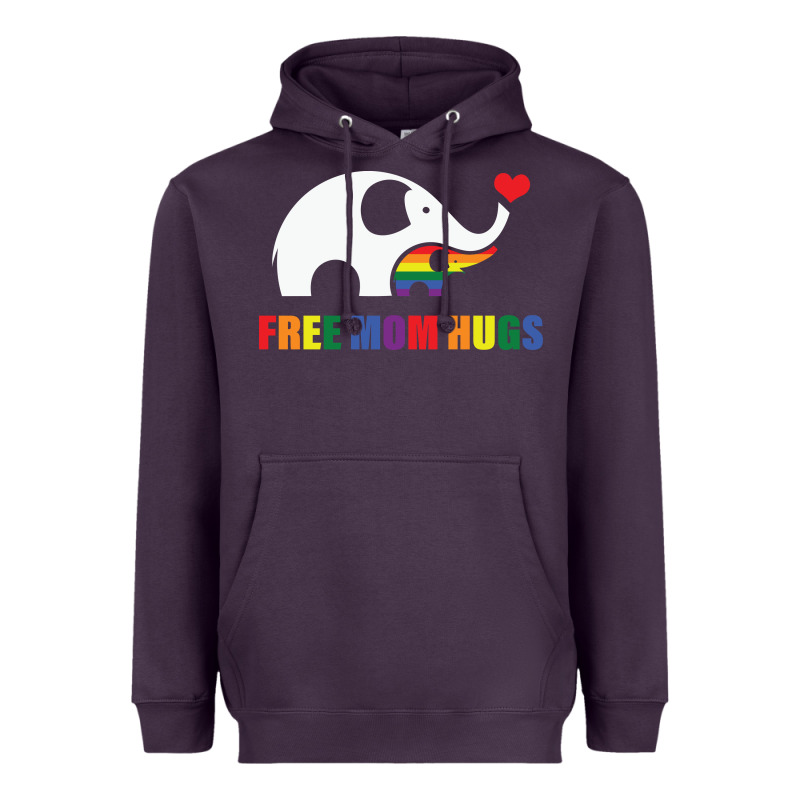 Free Mom Hugs Pride Elephant Rainbow Heavyweight Hoodie by linhVisuals | Teevron