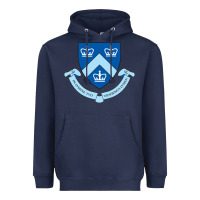 Navy columbia university shield Heavyweight Hoodie - linhVisuals
