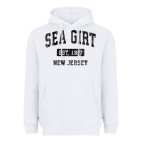 Womens Sea Girt New Jersey Nj Vintage Sports Design Black Design V Nec Heavyweight Hoodie | Teevron