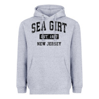 Heather Grey womens sea girt new jersey nj vintage sports design black design v nec Heavyweight Hoodie - linhVisuals