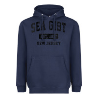Navy womens sea girt new jersey nj vintage sports design black design v nec Heavyweight Hoodie - linhVisuals