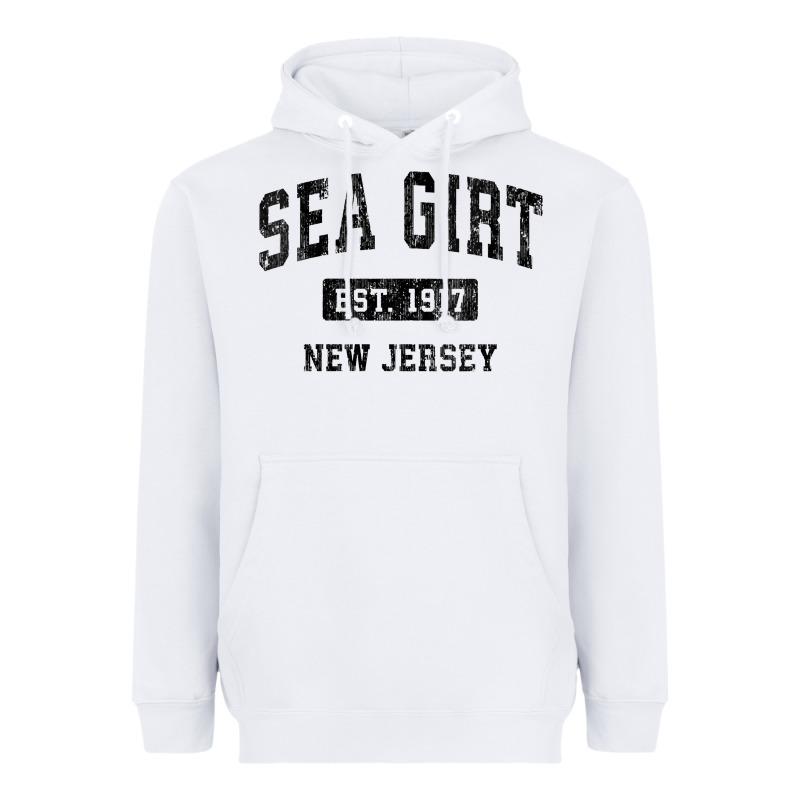 Womens Sea Girt New Jersey Nj Vintage Sports Design Black Design V Nec Heavyweight Hoodie by linhVisuals | Teevron