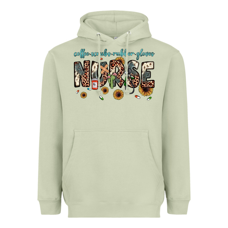 Nurse Coffee Scrubs Rubber Gloves Heavyweight Hoodie by JahusDesignShop | Teevron