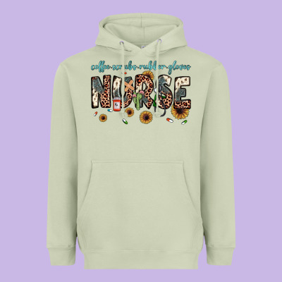 Nurse Coffee Scrubs Rubber Gloves Heavyweight Hoodie Designed By Jahusdesignshop