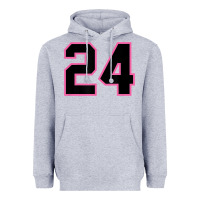 Heather Grey number 24 sports jersey athlete fan pink black lucky number t shirt Heavyweight Hoodie - linhVisuals