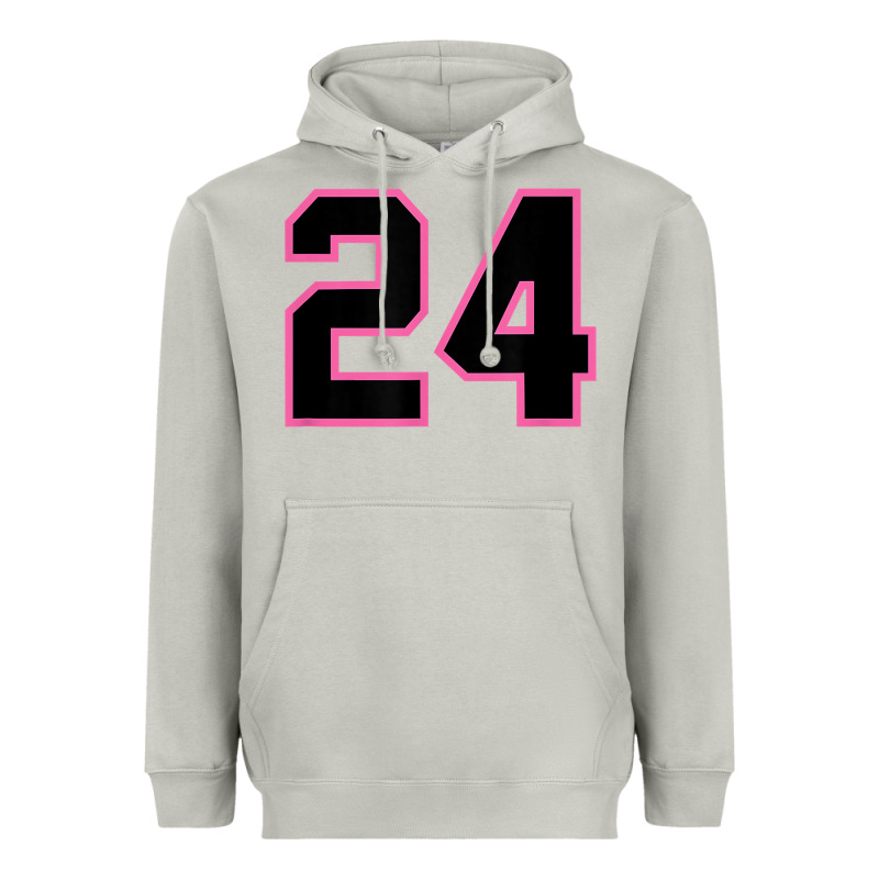 Number 24 Sports Jersey Athlete Fan Pink Black Lucky Number T Shirt Heavyweight Hoodie by linhVisuals | Teevron