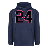 Navy number 24 sports jersey athlete fan pink black lucky number t shirt Heavyweight Hoodie - linhVisuals