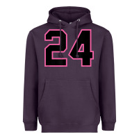 Plum number 24 sports jersey athlete fan pink black lucky number t shirt Heavyweight Hoodie - linhVisuals