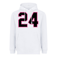White number 24 sports jersey athlete fan pink black lucky number t shirt Heavyweight Hoodie - linhVisuals