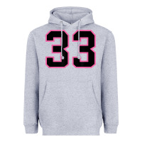 Heather Grey number 33 sports jersey athlete fan pink black lucky number t shirt Heavyweight Hoodie - linhVisuals