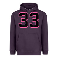 Plum number 33 sports jersey athlete fan pink black lucky number t shirt Heavyweight Hoodie - linhVisuals