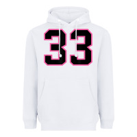 White number 33 sports jersey athlete fan pink black lucky number t shirt Heavyweight Hoodie - linhVisuals