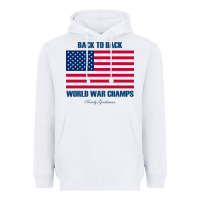 White newback to back world war champs back Heavyweight Hoodie - linhVisuals