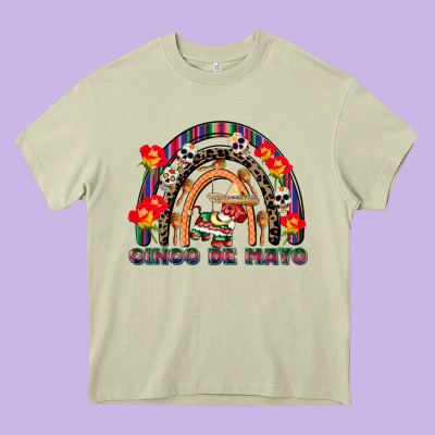 Cinco De Mayo Rainbow Heavy Core Tee Designed By Cowgirlartshop