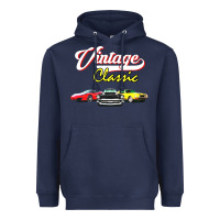 Navy vintage classic oldies cars Heavyweight Hoodie - linhVisuals