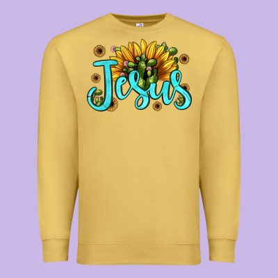Jesus Sunflower Premium Sweatshirt Designed By Jahusdesignshop