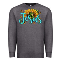 Charcoal Heather jesus sunflower Premium Sweatshirt - JahusDesignShop