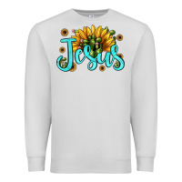 Dove Grey jesus sunflower Premium Sweatshirt - JahusDesignShop