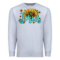 Heather Grey jesus sunflower Premium Sweatshirt - JahusDesignShop