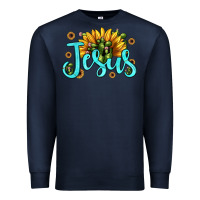 Navy jesus sunflower Premium Sweatshirt - JahusDesignShop