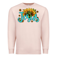 Pale Pink jesus sunflower Premium Sweatshirt - JahusDesignShop