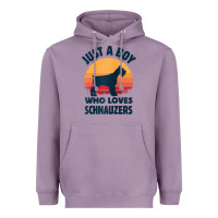 Lavender schnauzer just a boy who loves dogs men retro vintage sunset raglan ba Heavyweight Hoodie - linhVisuals